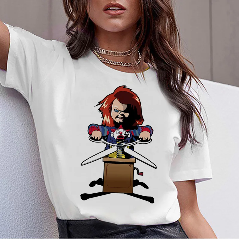 Chucky ужас высокое качество крутая женская новая футболка уличная ulzzang футболка модная женская новая футболка Топ