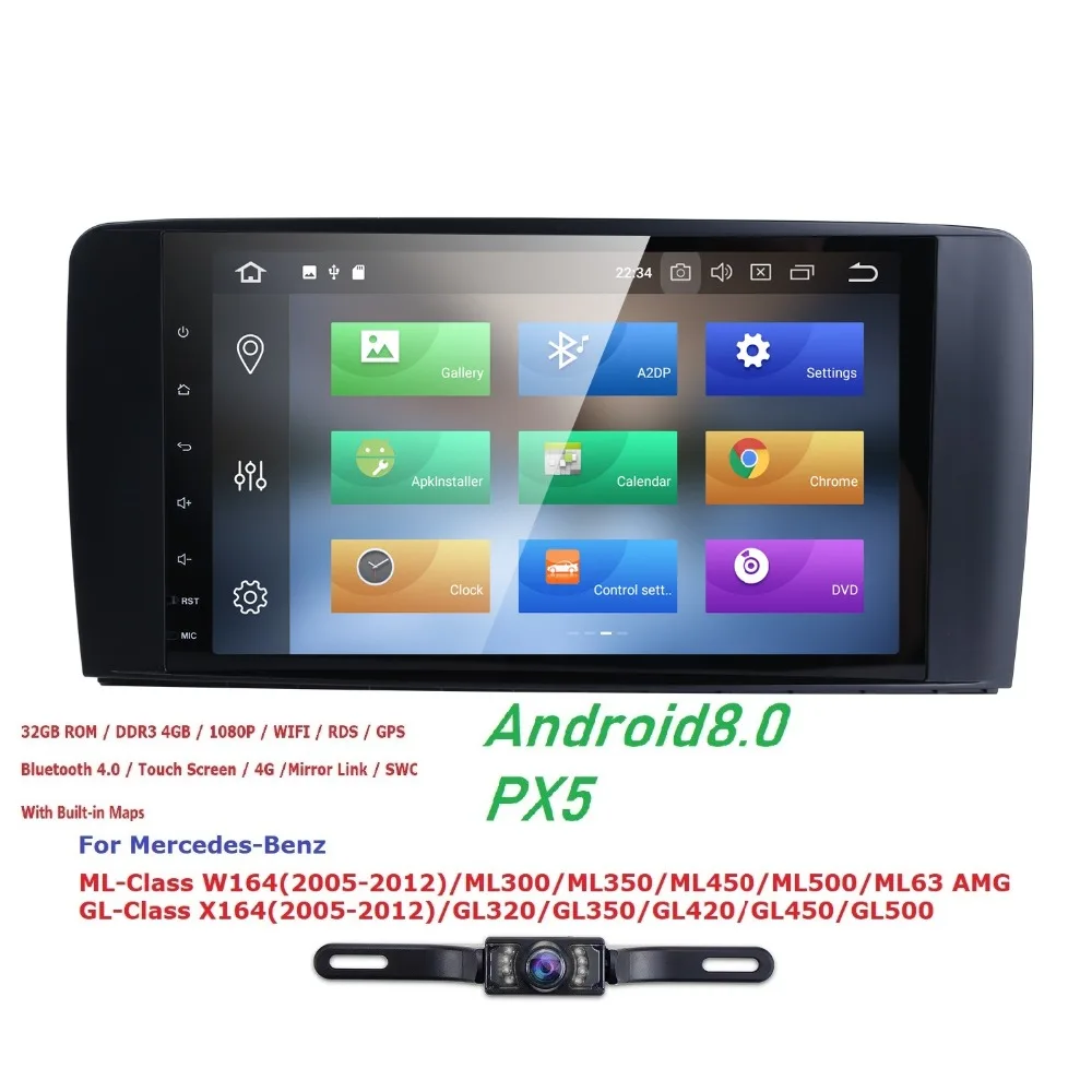 

PX5 Android 8.0 Car Radio GPS Head unit For Mercedes ML W164 GL X164 ML350 ML500 GL320 Multimedia player Audio Screen Wifi 4GB