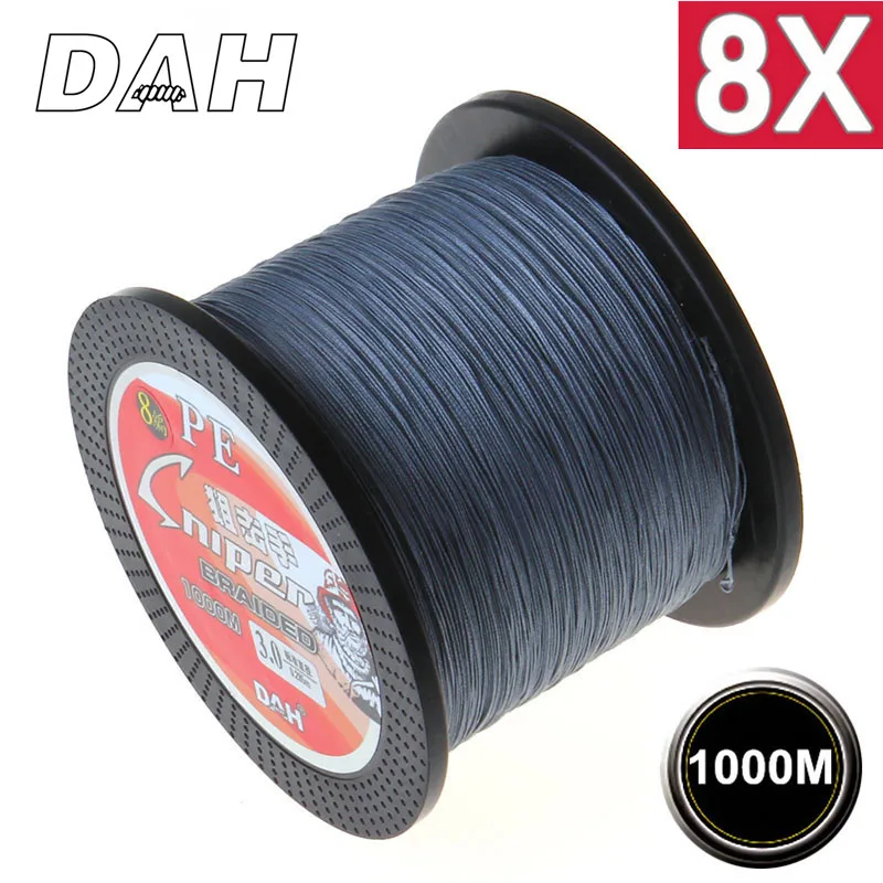 

1000M 8X DAH BRAND Super Strong Japan Multifilament 100% PE braided fishing line 8 strands braided wires 10LB to 100LB