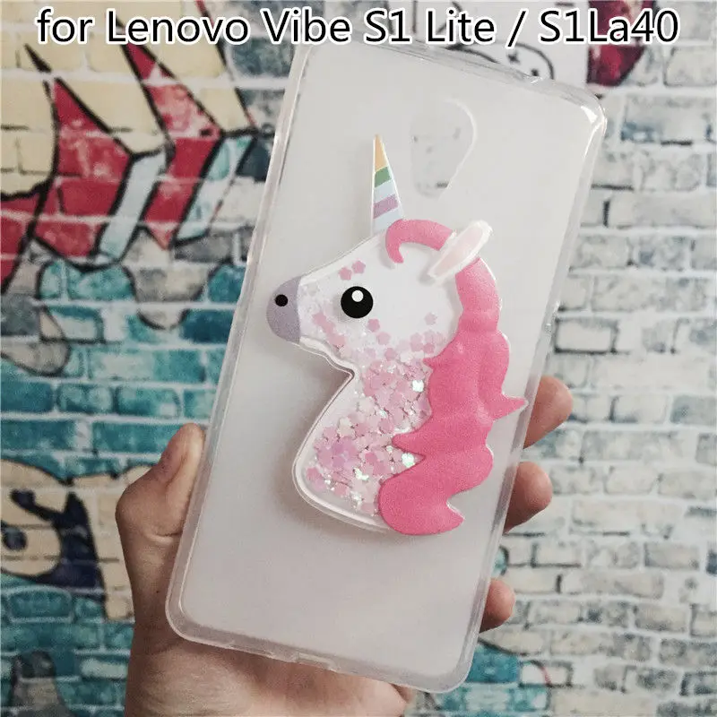 

Luxury TPU Girls Case Coque for Lenovo Vibe S1 Lite / S1La40 Unicorn Cover Dynamic Quicksand Phone Cases Glitter Liquid Silicon