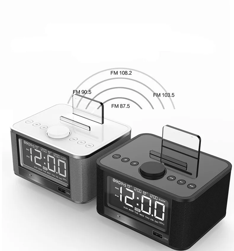 

X7 4000mAh Battery Wireless Bluetooth 4.2 Speaker Dock Station Stereo Alarm Clock FM Radio U Disk TF Card USB AUX Player