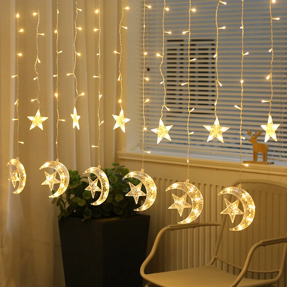 

LIGINWAAT EU 220V Star Moon LED String Light Ramadan Decoration For Home Eid Mubarak Wedding Birthday Party Decor Christmas