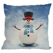 New Christmas Snowman Cotton Linen Pillow Cover Sofa Cushion Home Decor Gifts Printing Throw