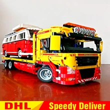 LP 20021 technic комплекты бортовой прицеп LP 21001 Volkswagen T1 Camper Van модель строительные блоки кирпичи игрушка в подарок LPed 8109