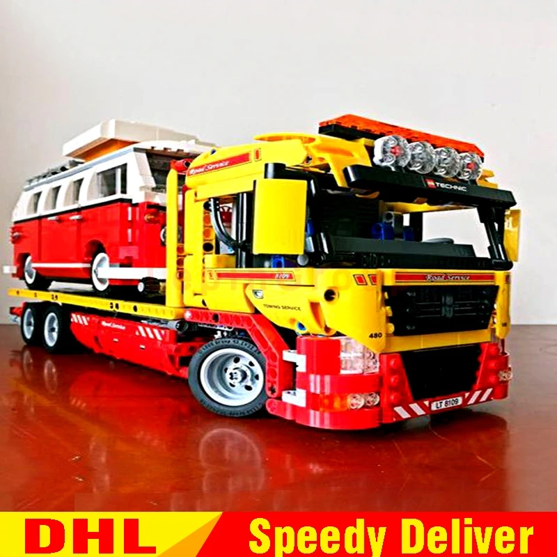 

LP 20021 technic Kits Flatbed trailer LP 21001 Volkswagen T1 Camper Van Model Building blocks Bricks Toy Gift LPed 8109