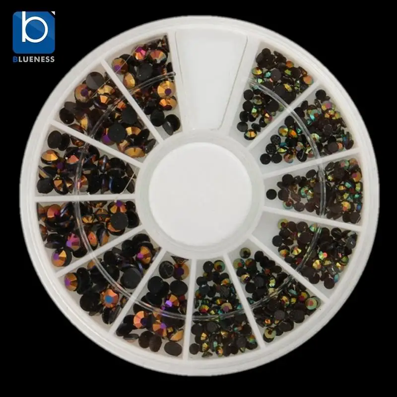 Blueness Black AB 2mm 3mm Resin Rhinestones For Nails Beauty Design