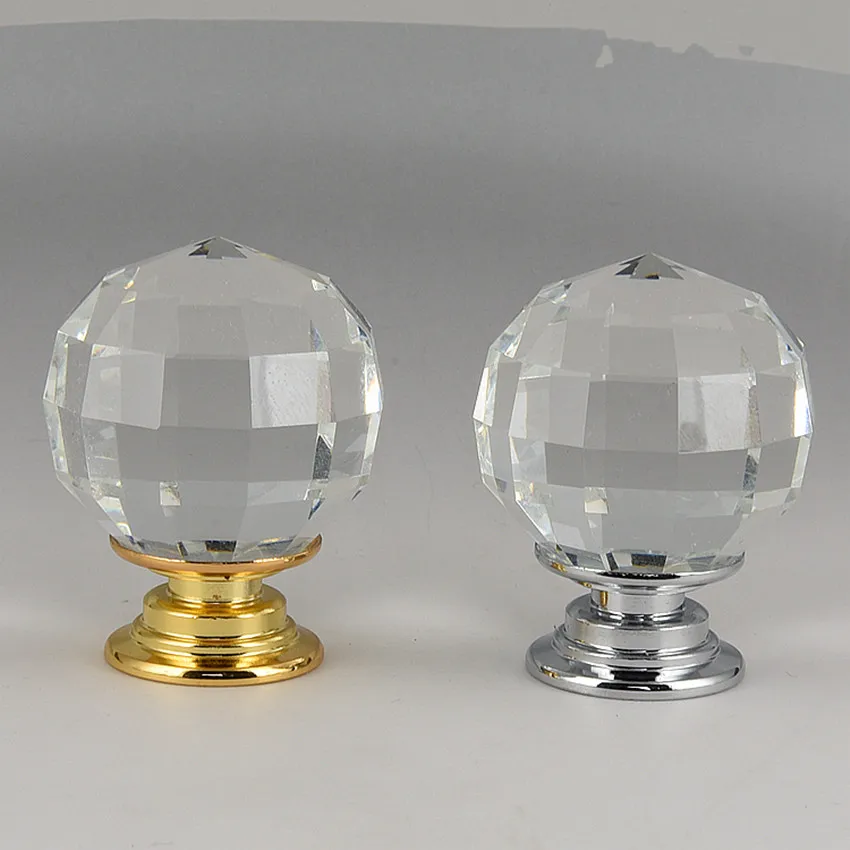

30mm grid clear glass crystal drawer tv table wine cabinet knobs pulls silver gold diamond head cupboard dresser door handles