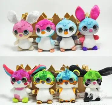 24pcs/Lot Germany big eyes Tiger cat rubbit owl Plush Keychains Pendants Phone Key Chain Bag Couple Pendant Doll wholesale | Игрушки и