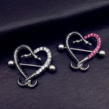 2 шт Горячая Нержавеющая сталь сексуальные ниппельные кольца ювелирные изделия Трендовое сердце змея соска Штанга пирсинг кольцо пирсинг ювелирные изделия