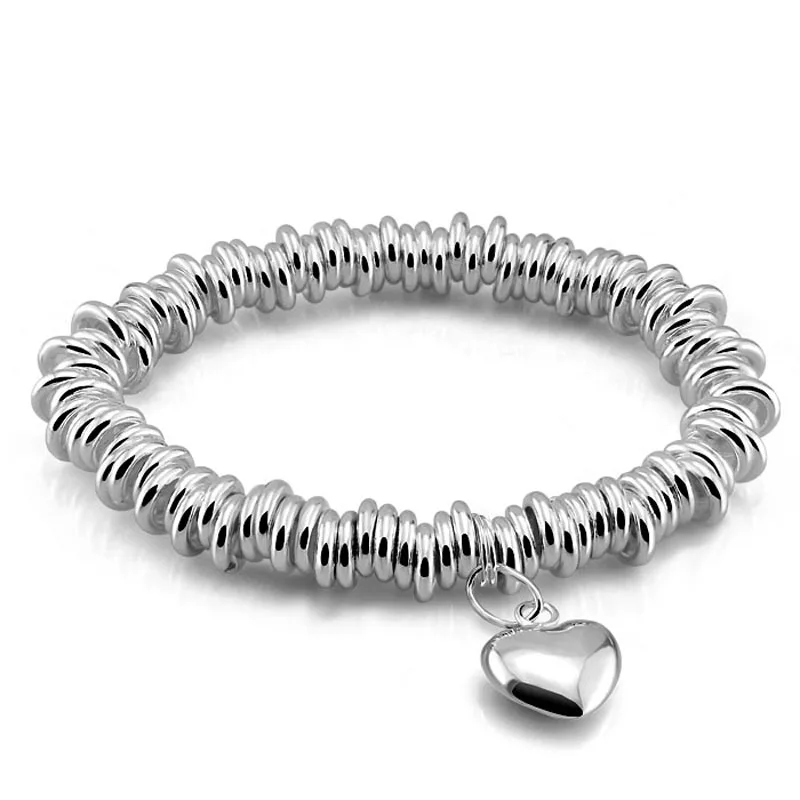 Fashion elastic sterling silver bracelet solid 925 silver bracelet