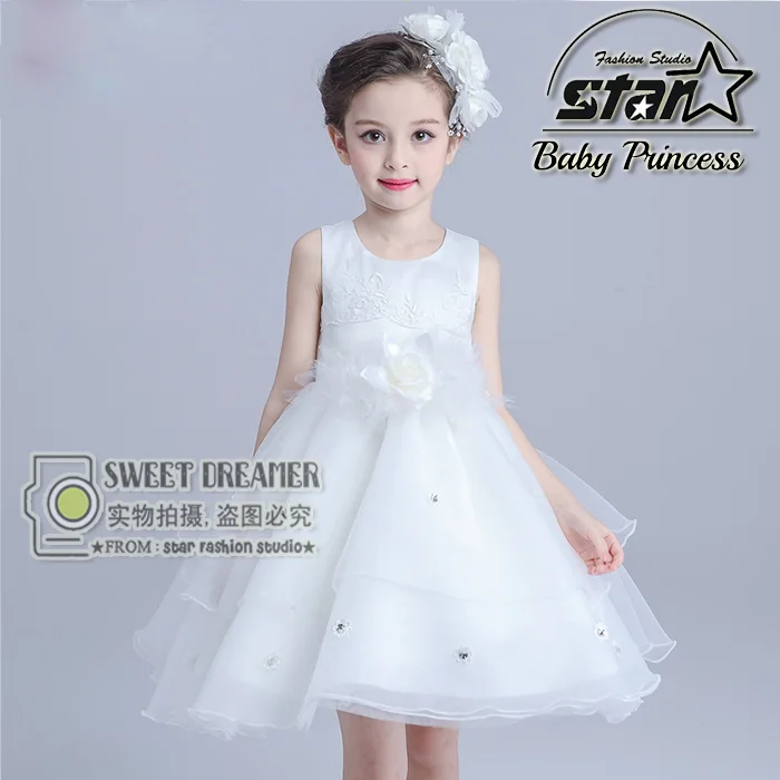 

Children Girls Casual Sleeveless Bowknot Princess Dress Christmas Joining together Layered Mesh Chiffon Dress High Quality