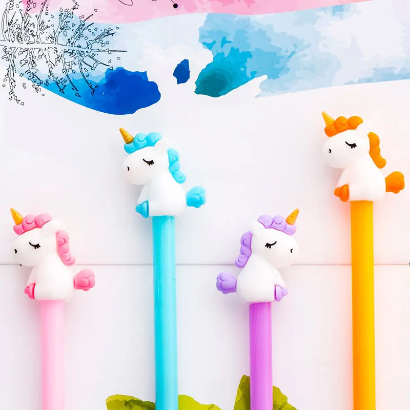 

2 pcs/lot Unicorn gel pen Cute Animal 0.5mm black ink Neutral pens office school writing supplies Stationery Promotional gift