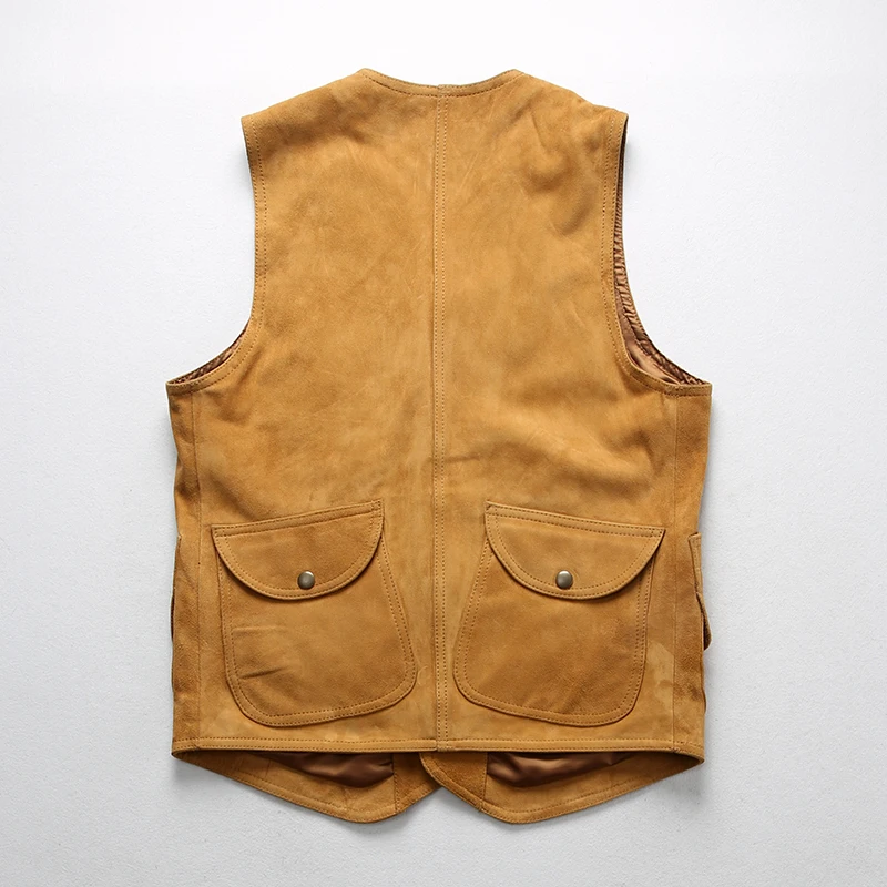 Discount Read Description! Asian size quality sheep leather waistcoat men's stylish suede vintage vest