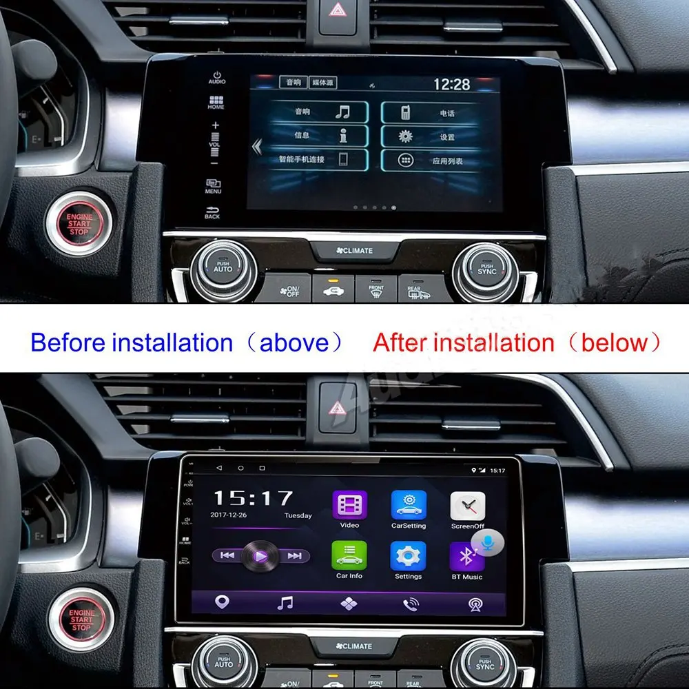 Cheap 9 inch Android 8.0 Car Stereo Radio Player GPS Navigation For Honda Civic 2016-2017 Video Headunit Player 1