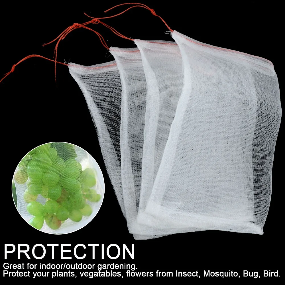 

20pcs/set White Plant Fruit Protect Drawstring Mesh Net Bag Garden Greenhouse Plant Cover Fruit Protection Garden Accessories