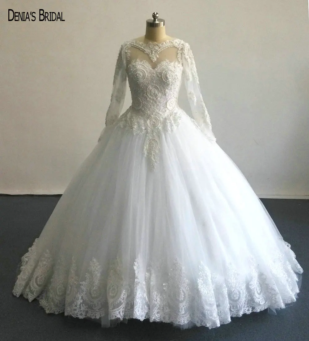 2017 Ball font b Gown b font font b Wedding b font Dresses with Scoop Neckline