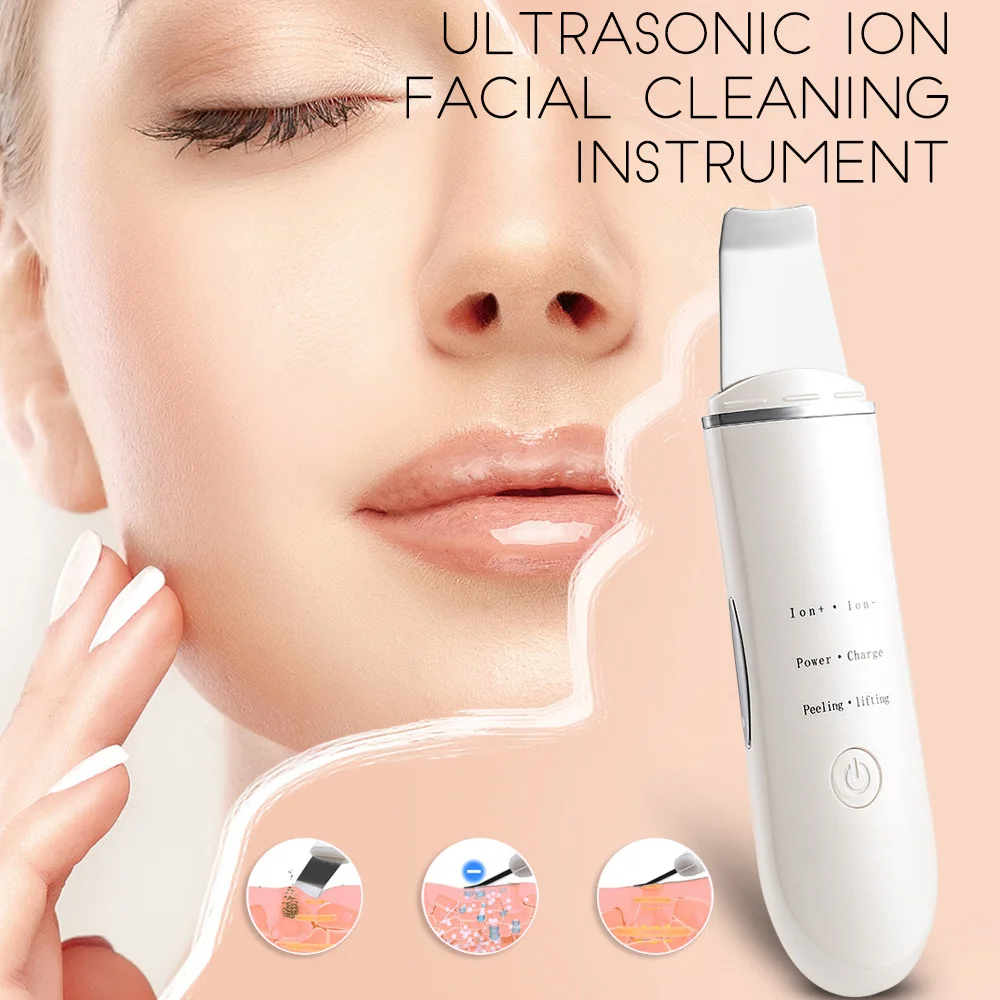 

Ultrasonic Ion Skin Cleaner Facial Cleansing Spatula Beauty Instrument Peeling Blackhead Removal Exfoliating Pore Cleaner Tools