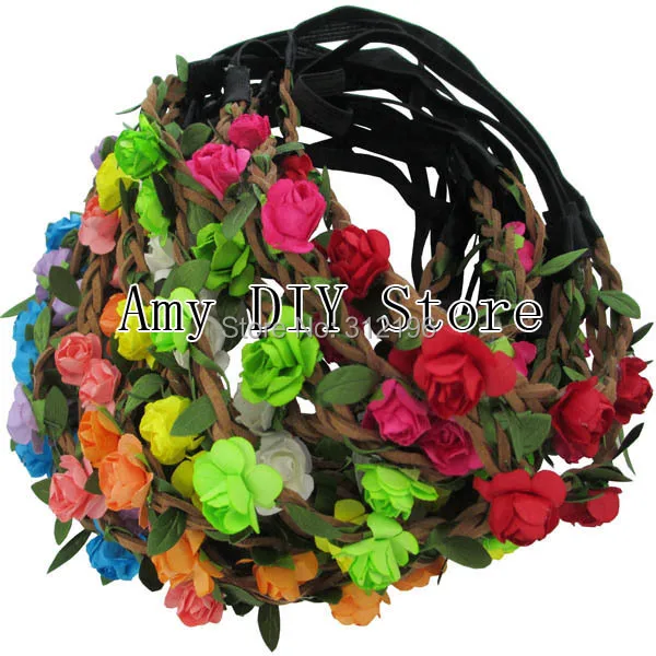

MyAmy 10pcs boho bride bohemian flower headband festival party wedding floral garland headband flower crown bridal headband