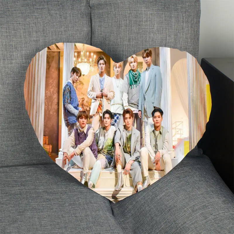 New Kpop Pillow Case NCT Heart Shape Satin Fabric Pillow Cover For Home Bedroom Wedding Decorate Pillow Cases - Color: 16