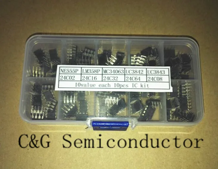 

10VALUE EACH 10PCS=100PCS NE555 MC34063 LM358 UC3842 UC3843 24C02 24C08 24C16 24C32 24C64 DIP8 DIP IC KIT