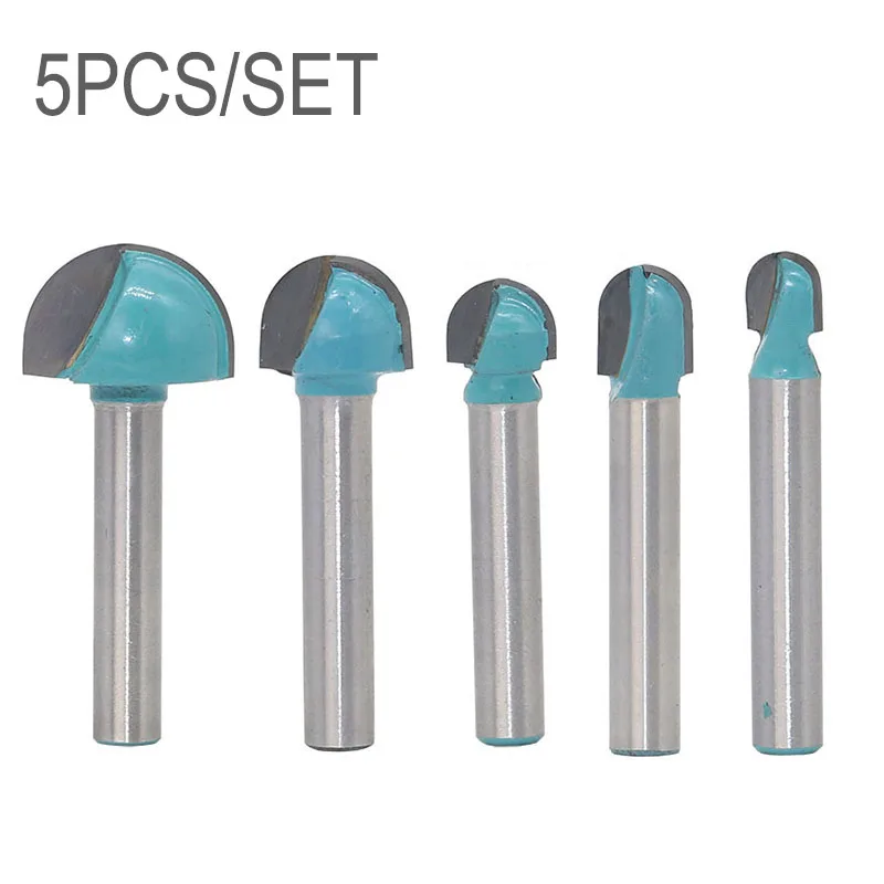 

5* 6mm Shank Router Bit Ball Round Nose Wood Milling Cutter Cabinet Frames Kit