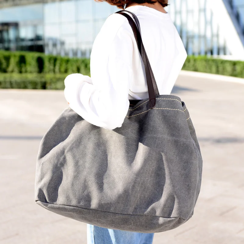

New simple big capacity design canvas women handbag fashion girls shoulder bag colleage tote bag