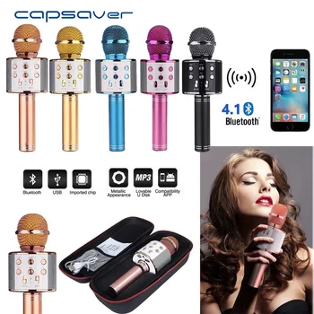 

capsaver WS858 Bluetooth Wireless Microphone Karaoke Speaker Professional High-end Version Mic KTV Player Phone Microphone