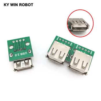 

5pcs Type A Female USB To DIP 2.0MM PCB Board Adapter Converter For Arduino