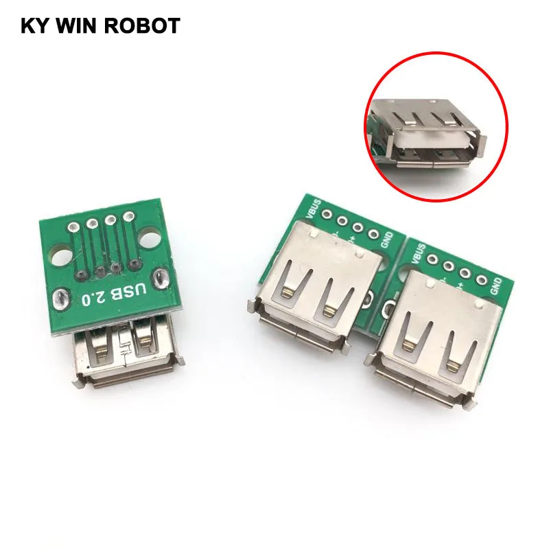

5pcs Type A Female USB To DIP 2.54MM PCB Board Adapter Converter For Arduino