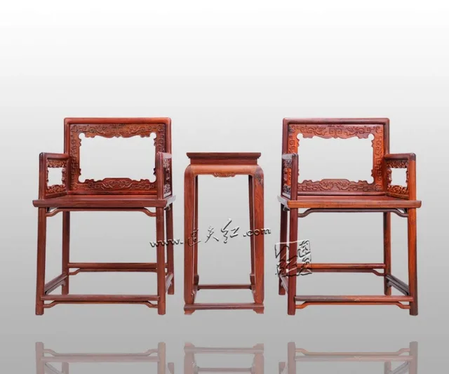 office furniture set classical 2 chairs and 1 tea table rose wood