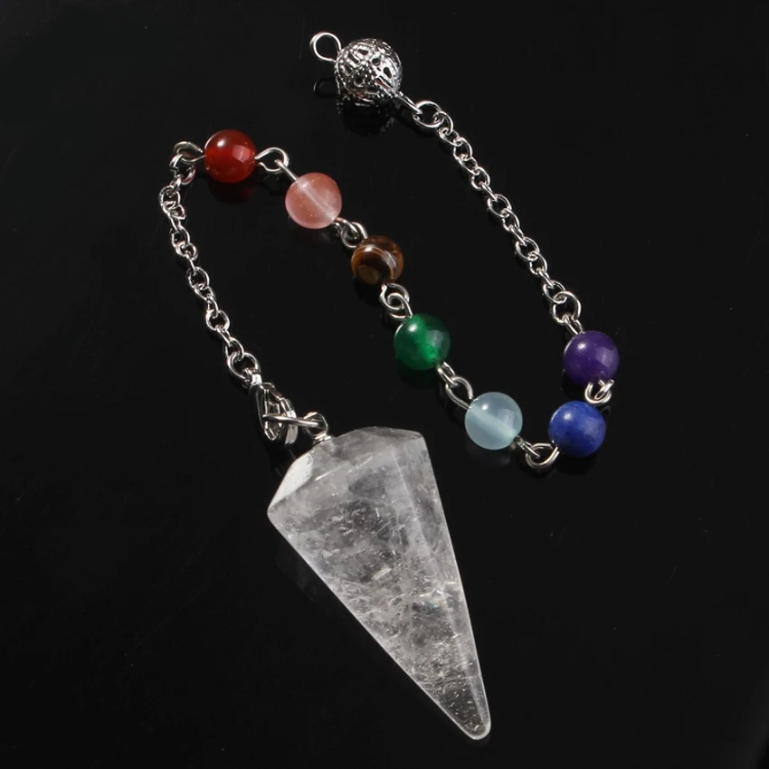

Kraft-beads Silver Plated Natural Rock Crystal Hexagon Pyramid Stone Beads Pendulum Chakra Pendant Reiki Jewelry