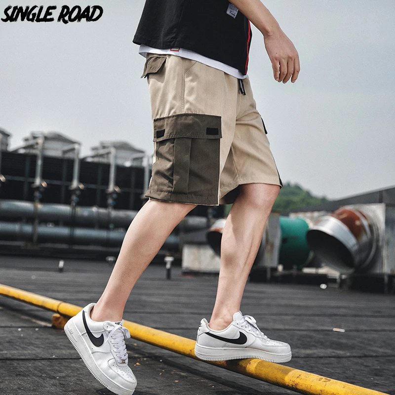 

SingleRoad Cargo Shorts Men Hip Hop 2019 Summer Streetwear Bermuda Pockets Fashion Knee Length Joggers Casual Short Pants Men