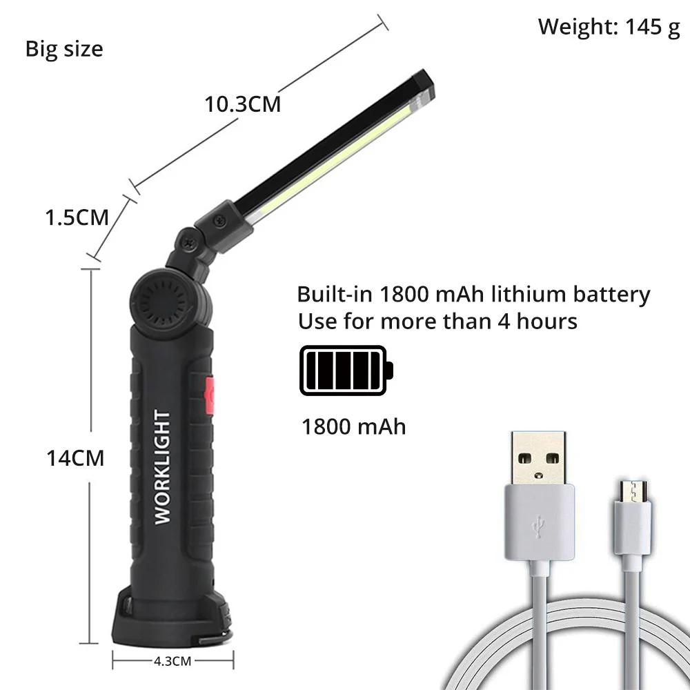 Портативный 5 Режим удара фонарик факел USB Перезаряжаемые светодиодный свет Магнитная удара Lanterna крючок лампы для наружного Camping