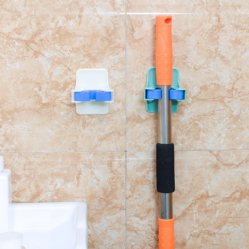 

No Trace Mop Holder Adhesive Wall Mounted Brush Broom Hanger Storage Rack Kitchen Bathroom Mop Organizer