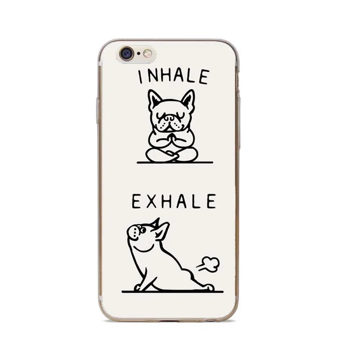 

Inhale Exhale English Bulldog Boston Terrier Hard plastic Phone Cases Cover For iPhone 5 5S SE 6 6S Plus 7 7Plus 8 8Plus X