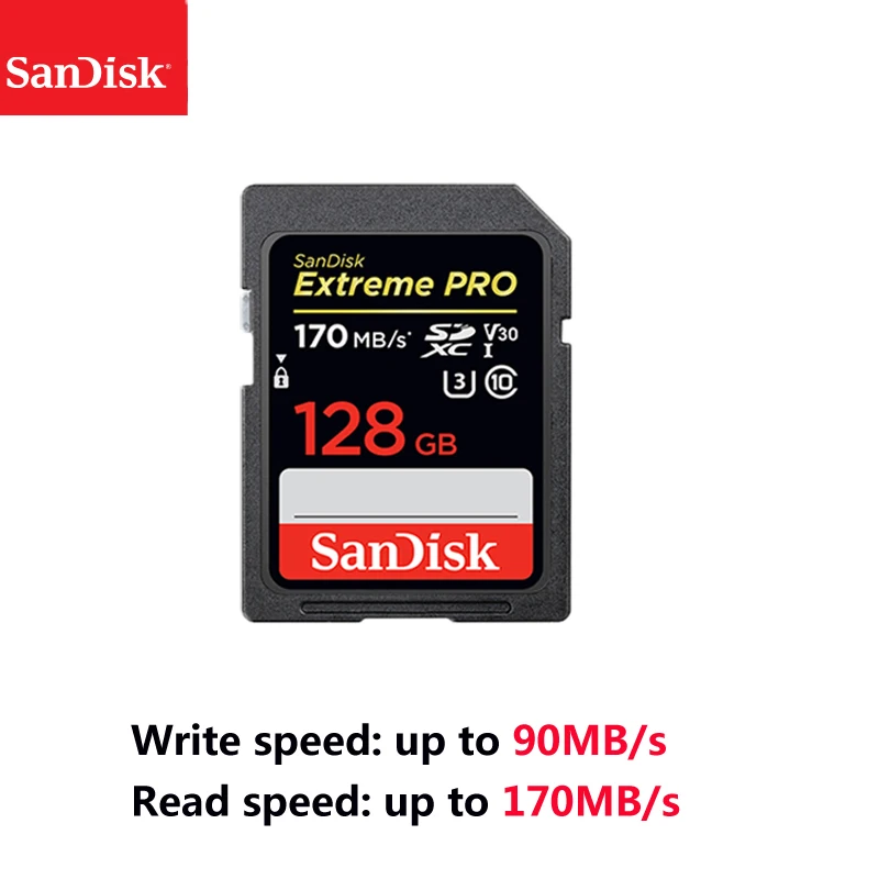 sandisk Extreme Pro SD карта 32 GB 64 GB узнать Скорость до 170 МБ/с. SD Card Class 10 U3 128 GB 256 GB карта памяти для Камера - Емкость: 128GB