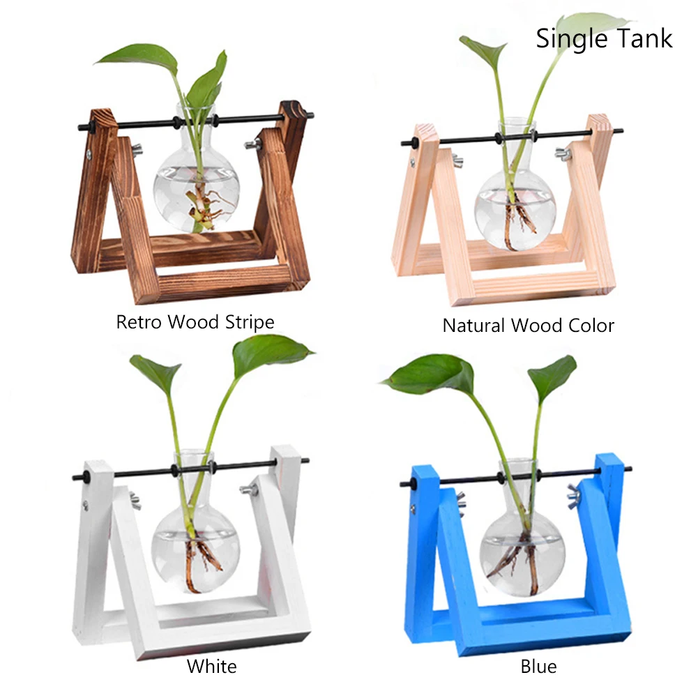 Стеклянная ваза плантатор Террариум стенд декоративный металлический сад свадебный стоящий цветочный горшок дисплей с деревянной подставкой водная плантатор