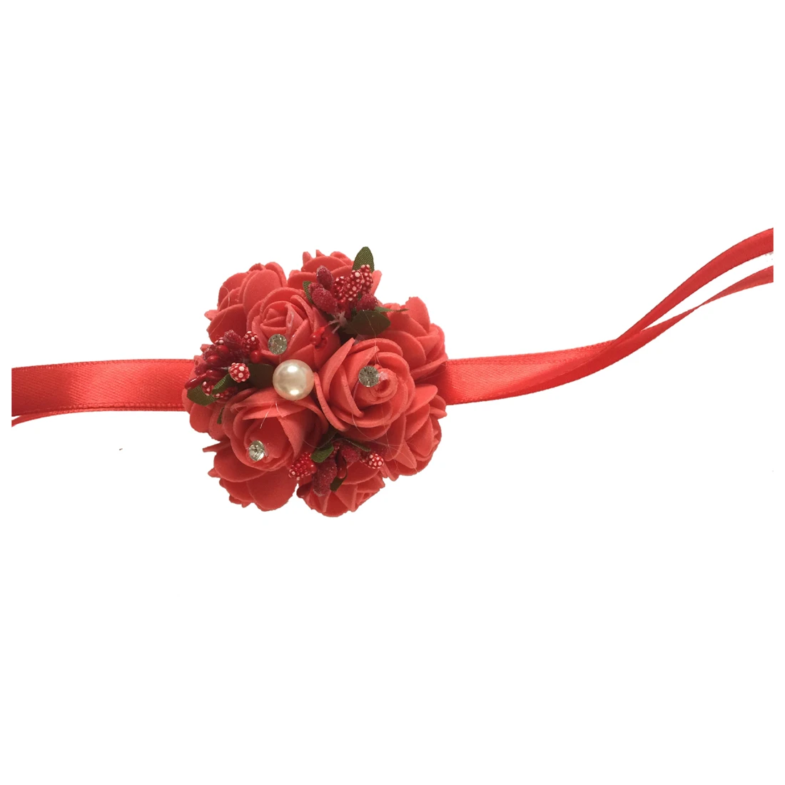 Практичный 1 шт. высокое качество ручной работы свадебные наручные Цветы невесты подружки невесты наручные корсажи Свадебные наручные Букеты Свадебные Suppli - Цвет: Red