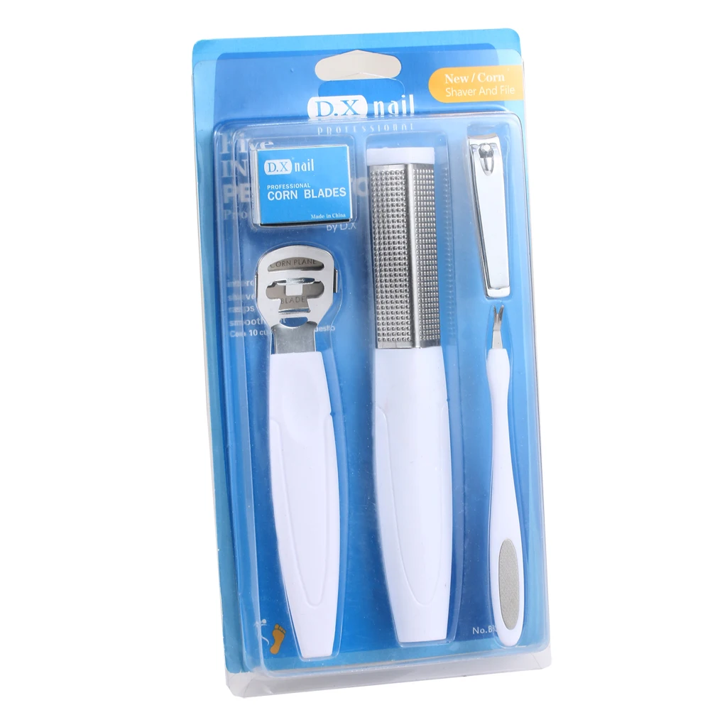 5 In 1 Foot Rasp Set Pedicure Stainless Steel Dead Skin Remover Tool Nail Clippers Foot