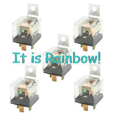 

Free Shipping DC 12V 80 Amp 4 Pin SPST 1NO Green Pilot Lamp JD1912 Auto Car Relay 5 Pcs