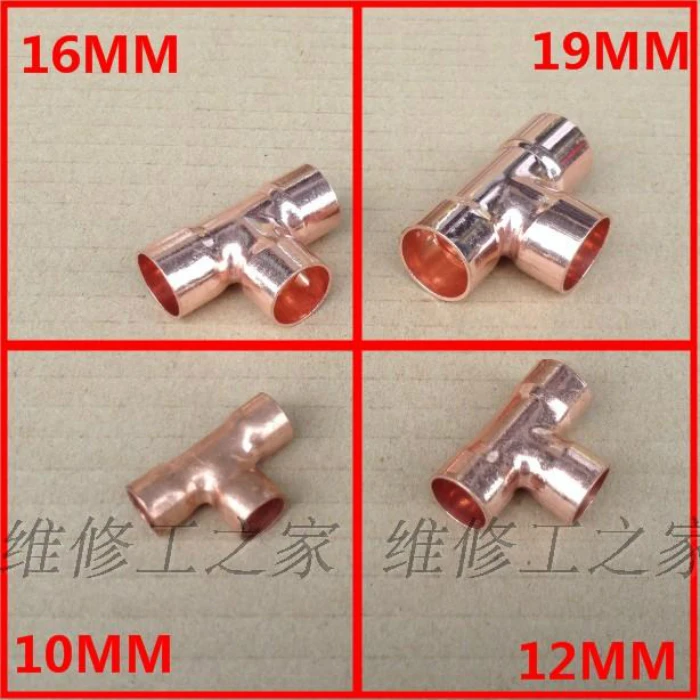copper three way copper joint welded T type three joints connectorin Air Conditioner Parts from