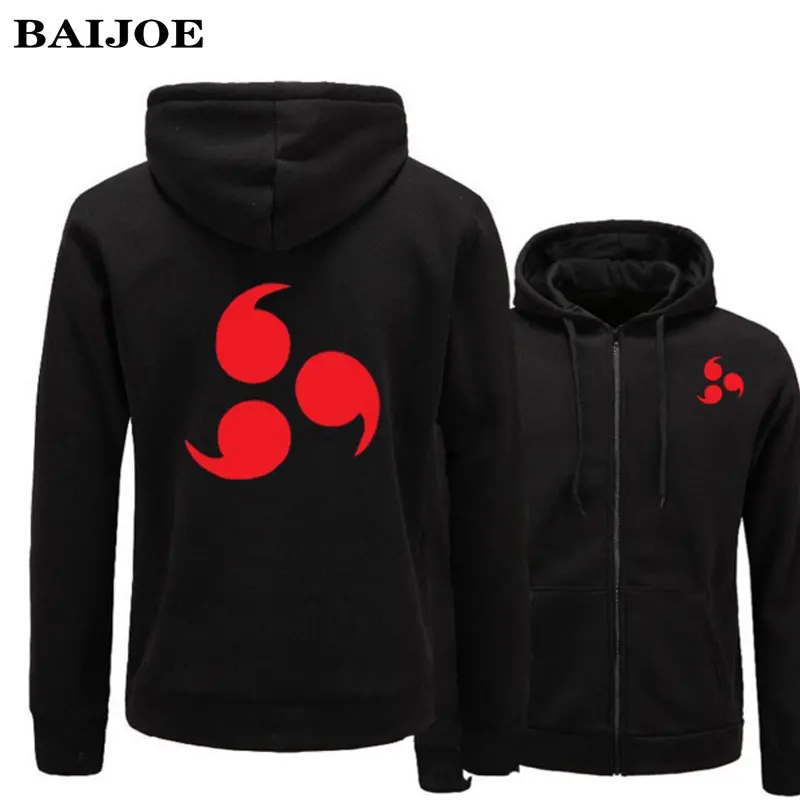 

BAIJOE Brand Fashion naruto Write round eyes Hoodies men cardigan zipper sweatshirt hoodie Casual Hooded Jacket Clothing
