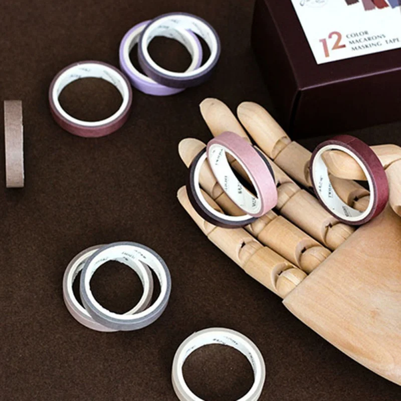 12 шт. DIY декоративные наклейки канцелярские принадлежности для студентов ретро цвет выглядит классический цвет красочные бумажные ленты счета