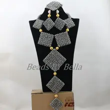 Лидер продаж, свадебные Бусины африканская мода Цепочки и ожерелья Наборы свадебных ювелирных изделий Кристалл Бусины кос комплект украшений abk015