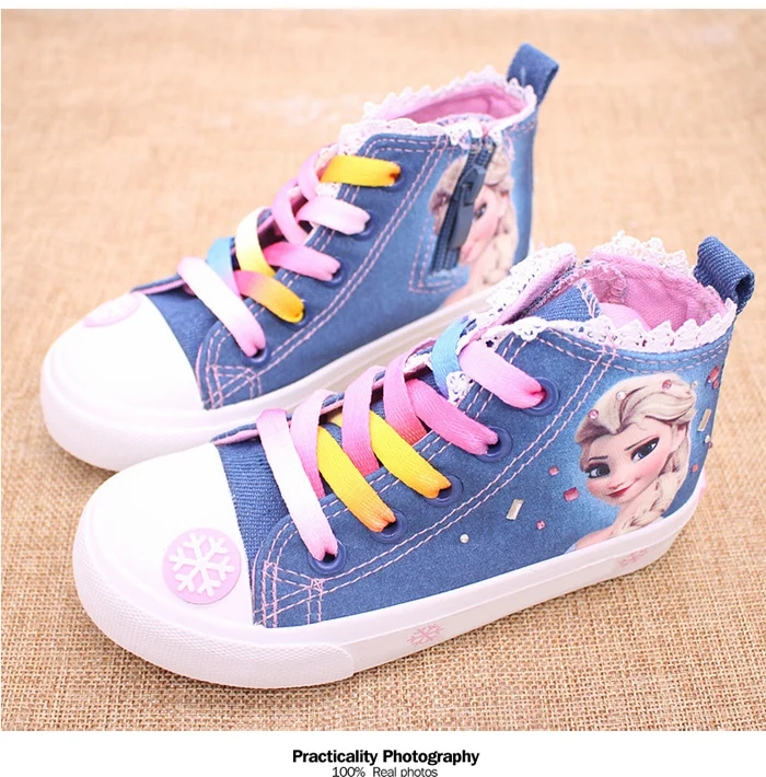New Fashion Beauty Children's Shoes Girls 2017 Elsa Anna Princess Cartoon Running Sneakers Kids Flat Sneaker For Girls Boots 534 (7)