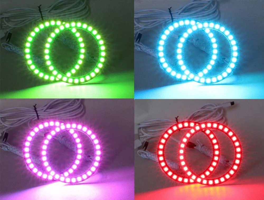 Светодиодный светильник Angel Eye с изменением цвета RGB для автомобиля, супер яркий автомобильный головной светильник 12 В постоянного тока, комплект с кольцом и дистанционным управлением для автомобиля