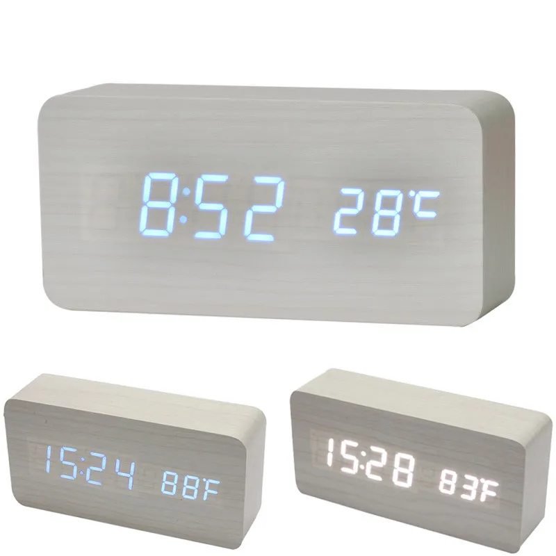 

Desktop clock Temperature Sounds Control display electronic desktop LED Alarm Clock home clock table clock Reloj