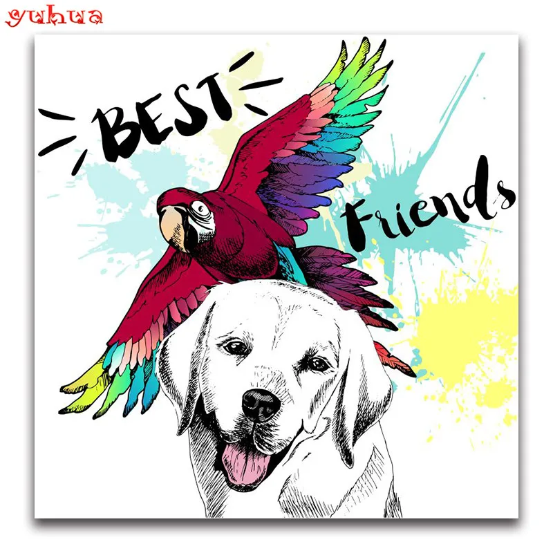 Full Square Diamond painting Cross stitch Animal dogs Round Diamond mosaic colorful Art 5D DIY Diamond embroidery dierlijk Puppy_