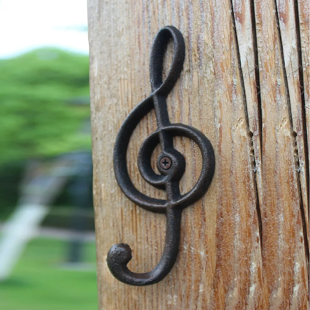 Metal Cast Iron Music Treble Musical Clef Note Wall Hook 6.3" Heightin Hooks & Rails from Home