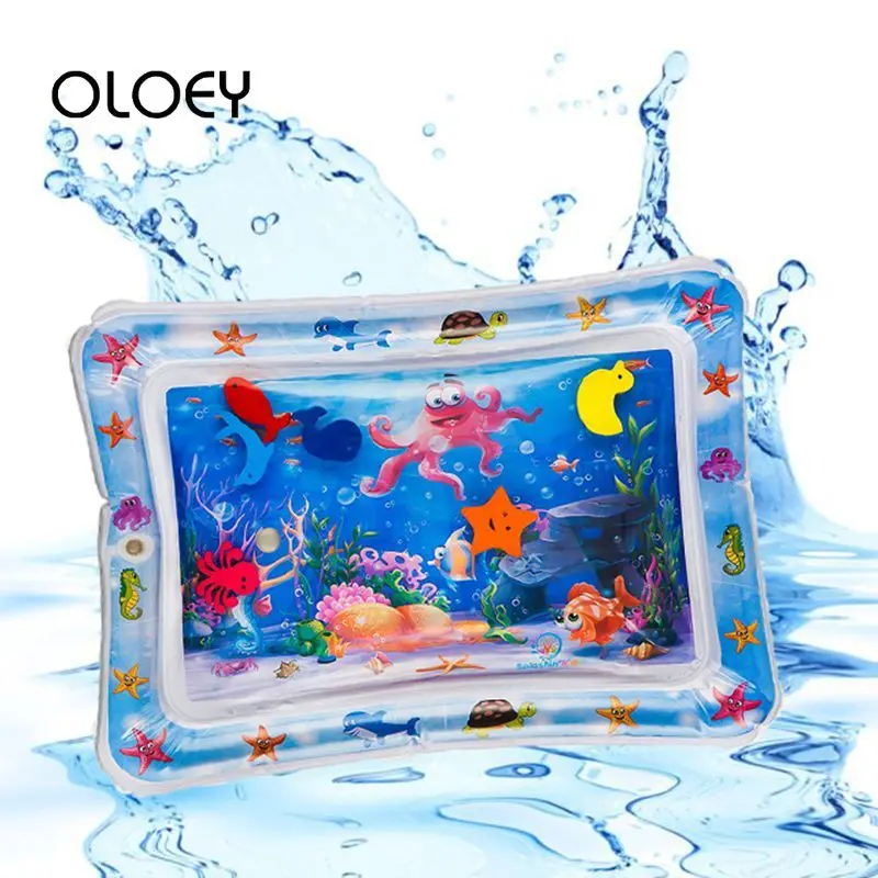 OLOEY Baby Kids Water Play Mat 3D Fish Print Inflatable Thicken PVC